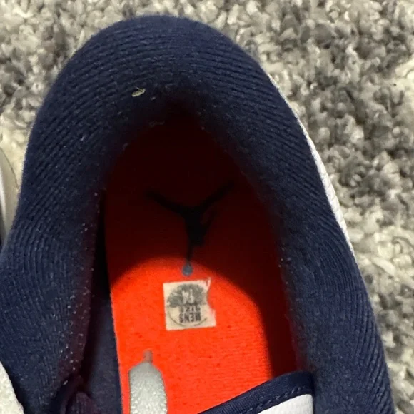 Jordan Men's White and Navy Sneakers - Picture 6 of 7